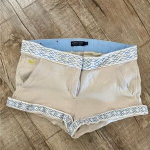 Southern Marsh “The Hannah” Women’s Khaki Cuffed Shorts Blue Trim Size 2